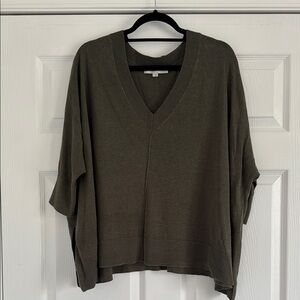 Olive Green V-Neck Sweater